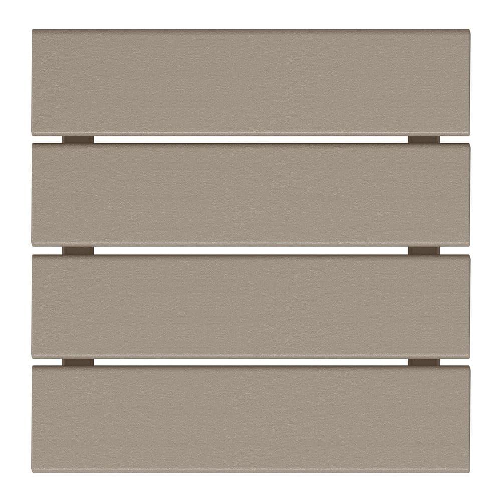 Polytrends  Laguna Hdpe All Weather Outdoor Patio Square Side Table Weathered Wood