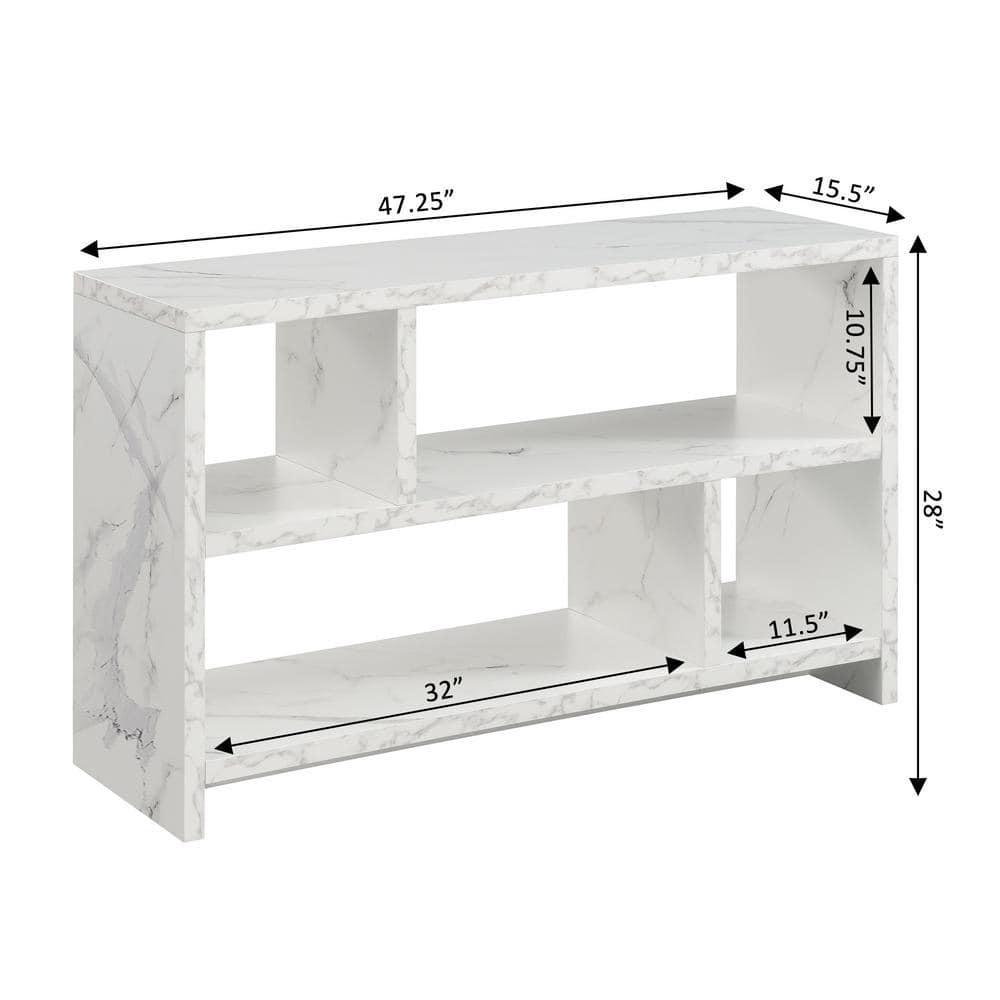 Convenience Concepts Northfield 55 inch TV Stand Console with Shelves, White Faux Marble