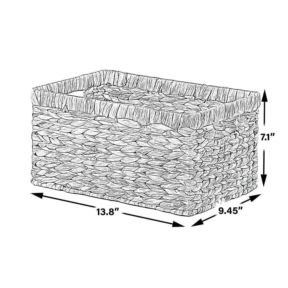 Vintiquewise QI003544.M 7.1 x 13.8 x 9.45 in. Natural Woven Water Hyacinth Wicker Rectangular Storage Bin Basket with Handles, Brown - Medium