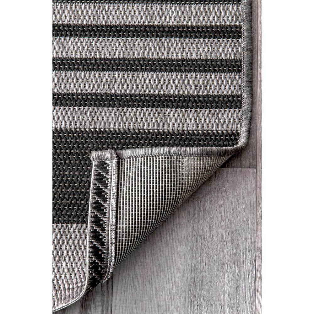 Nuloom Robin Striped 9x12 Indoor/Outdoor Area Rug for Living Room Patio Deck Front Porch Kitchen, Grey/Black