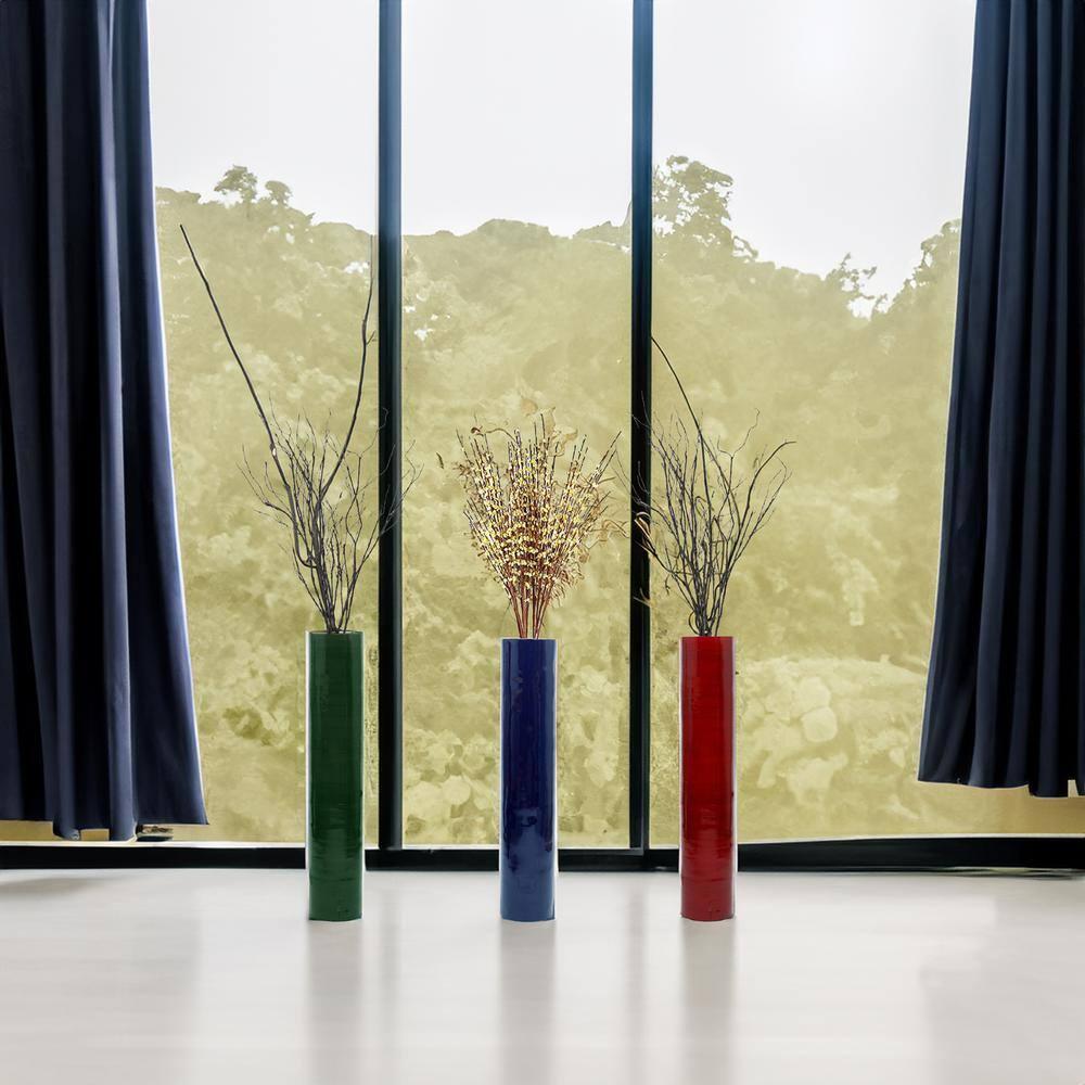 Uniquewise 30-inch-tall Decorative Contemporary Bamboo Display Floor Vase - Cylinder Shape - Stylish Home Decor Accent - Green - Modern Tall Vase