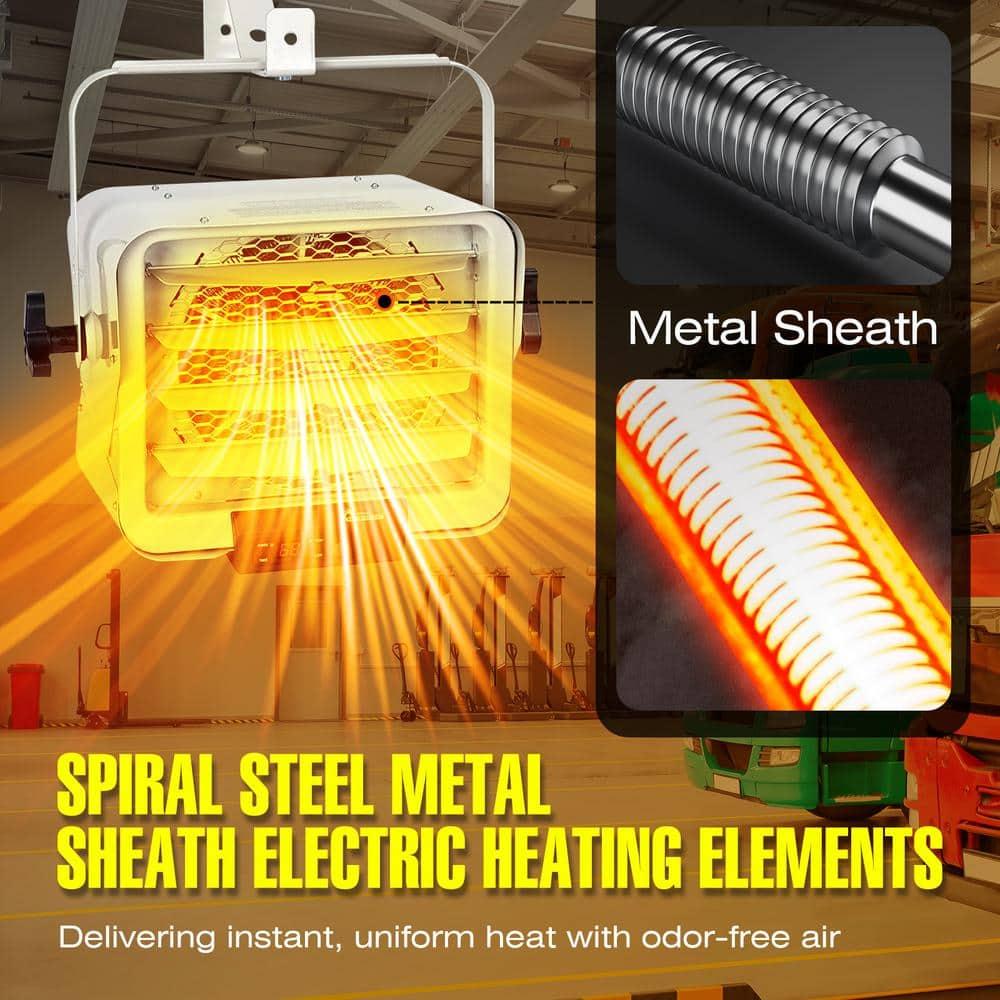 Dr. Infrared Heater DR. INFRARED HEATER Hardwired Shop Garage Electric Heater, Wall/Ceiling Mounted with Remote Controlled Thermostat White