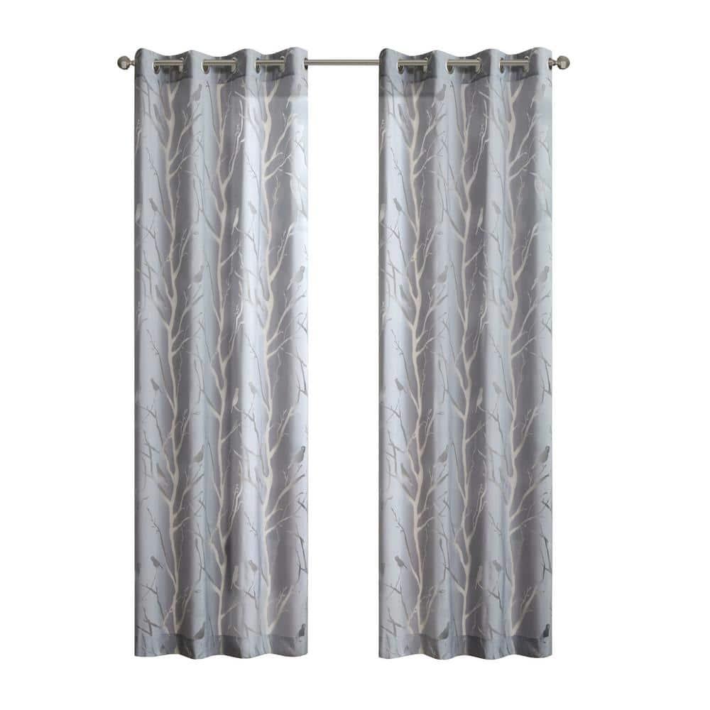 Madison Park Averil Grommet Top Sheer Bird on Branches Burnout Window Curtain