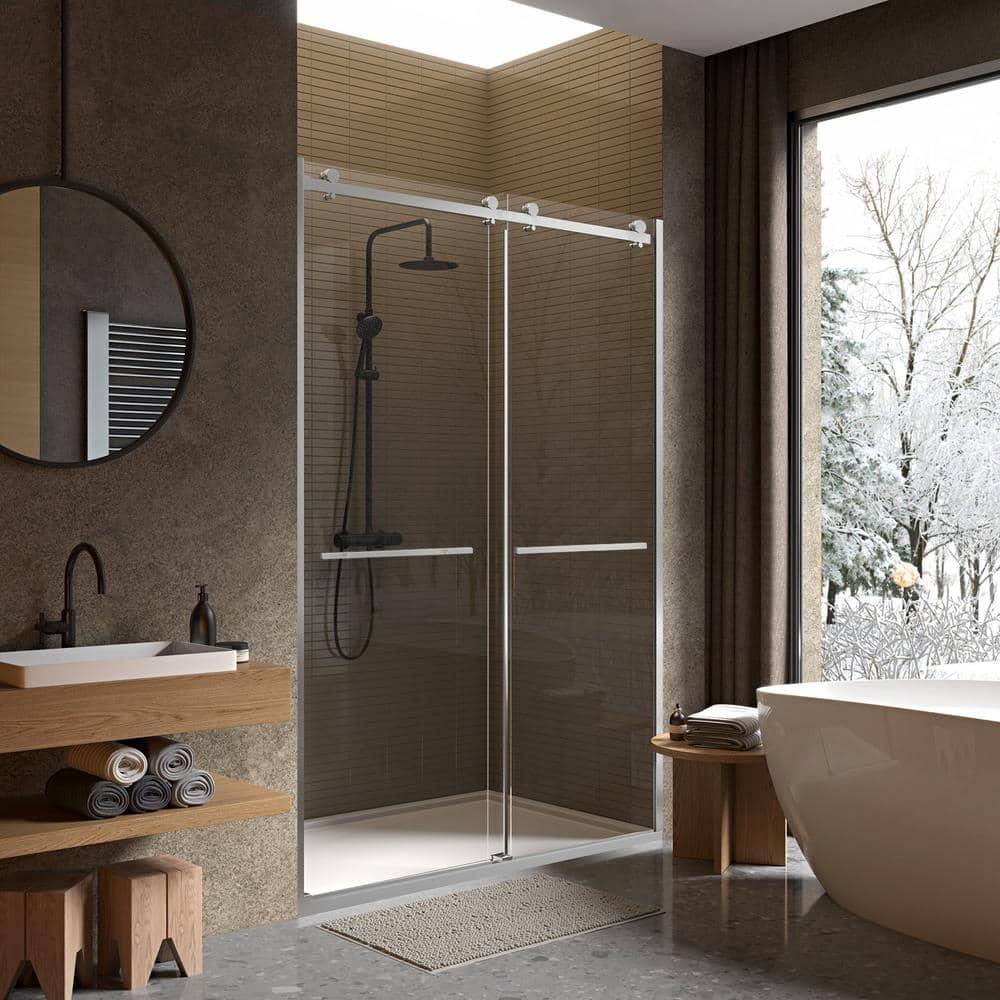 44" - 48" W 74” H Double Sliding Frameless Shower Door