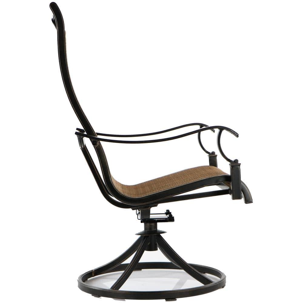 Hanover Monaco 7-Piece Outdoor Patio Dining Set with 4 PVC Sling Dining Chairs, 2 Swivel Rockers, and 40" x 68" Porcelain Tile Rectangular Dining Table | MONACO7PCSW