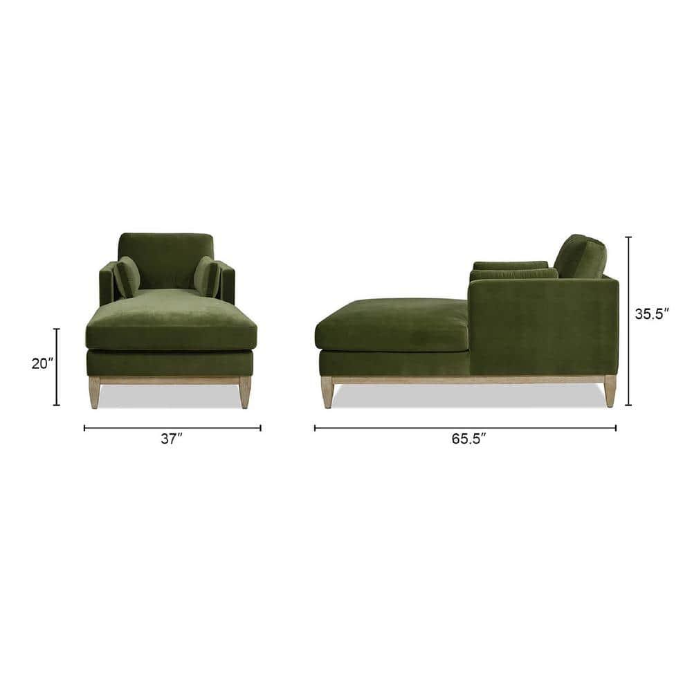 Jennifer Taylor Home Knox 65" Modern Farmhouse Performance Velvet Living Room Chaise Lounge Chair in Olive Green