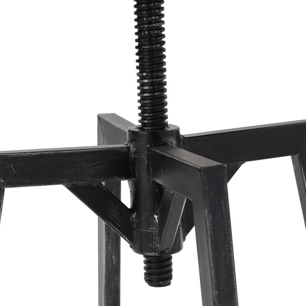 Noble House Fredell Firwood Adjustable Height Swivel Barstools, Set of 2, Antique and Black Brushed Silver