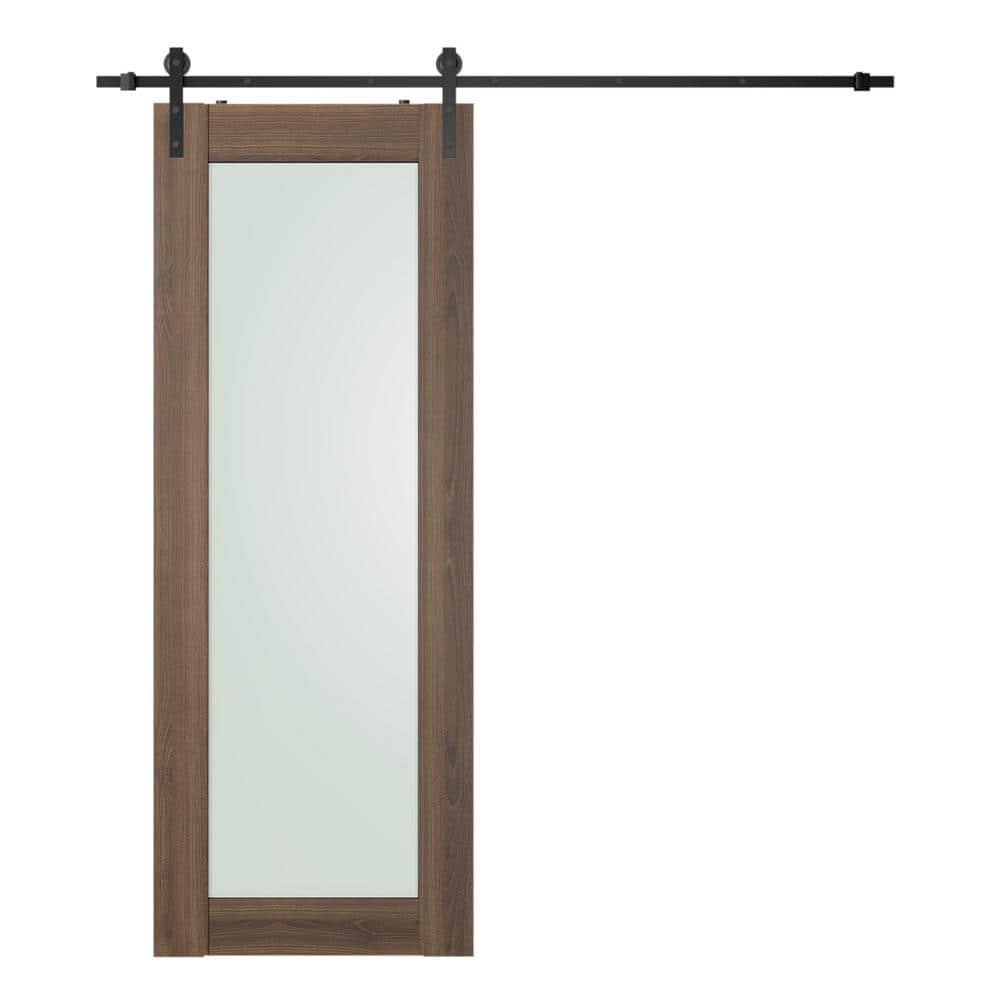 Belldinni Avon 207 Solid Manufactured Wood and Glass Paneled Prefinished Barn Door with Installation Hardware Kit