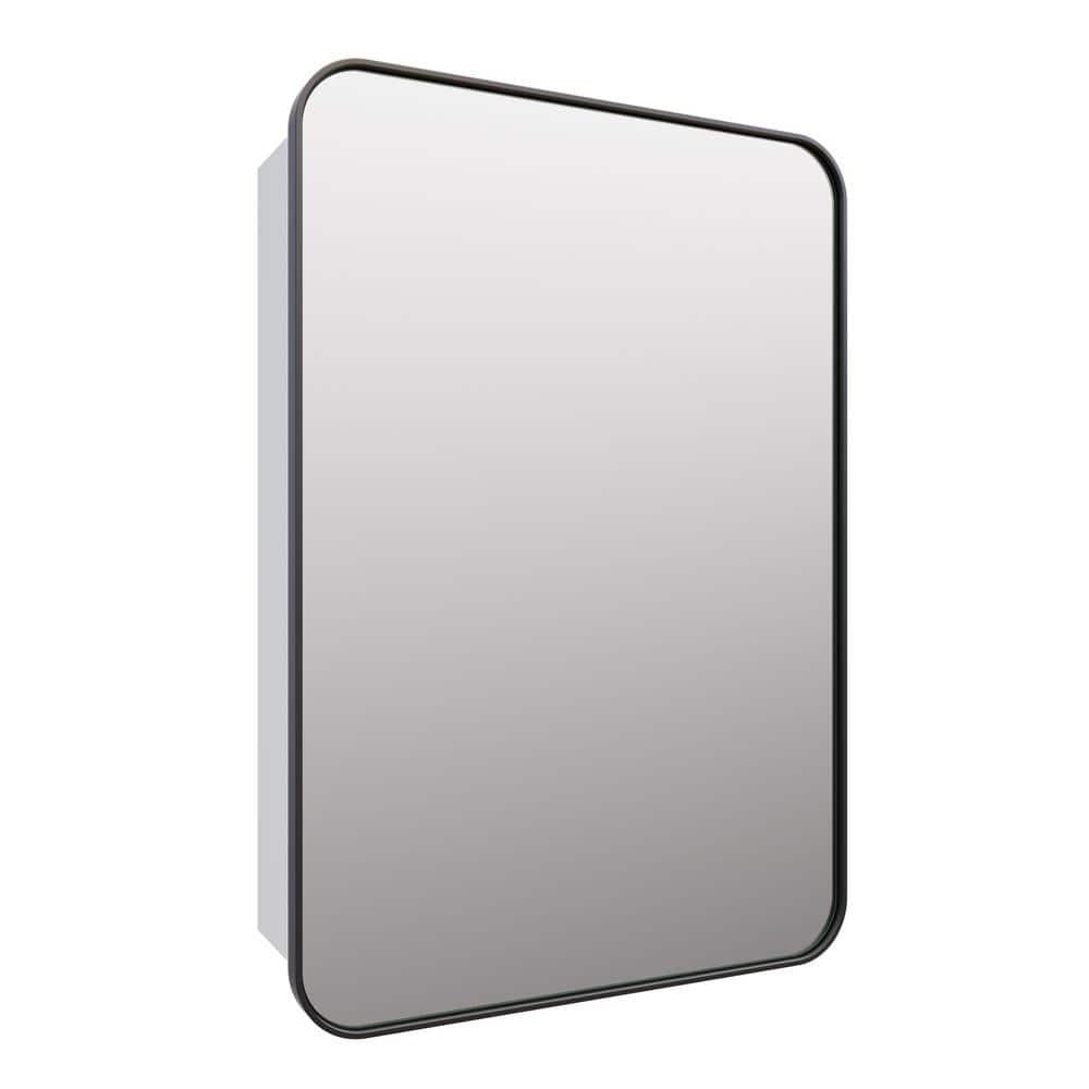 Stainless Steel Recessed Framed Single Door Medicine Cabinet with Adjustable Shelves