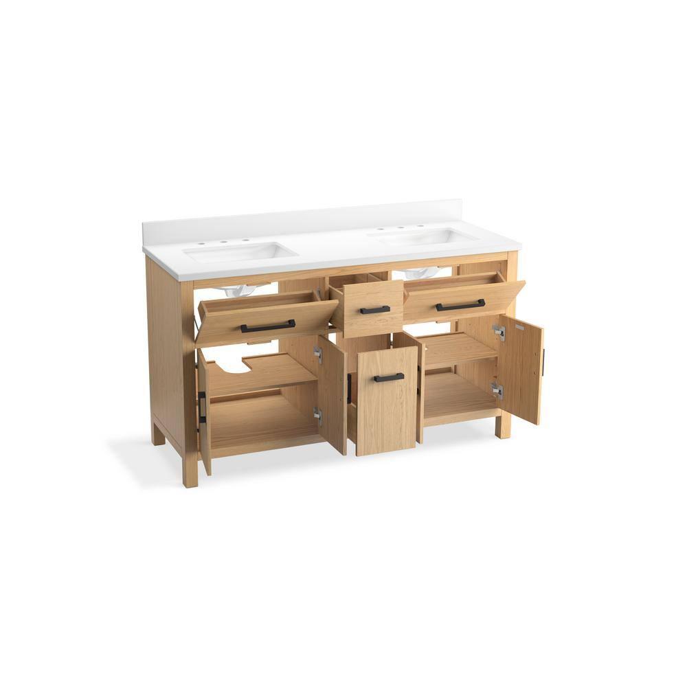 Kresla 60 In. Bathroom Vanity Cabinet With Sinks And Quartz Top