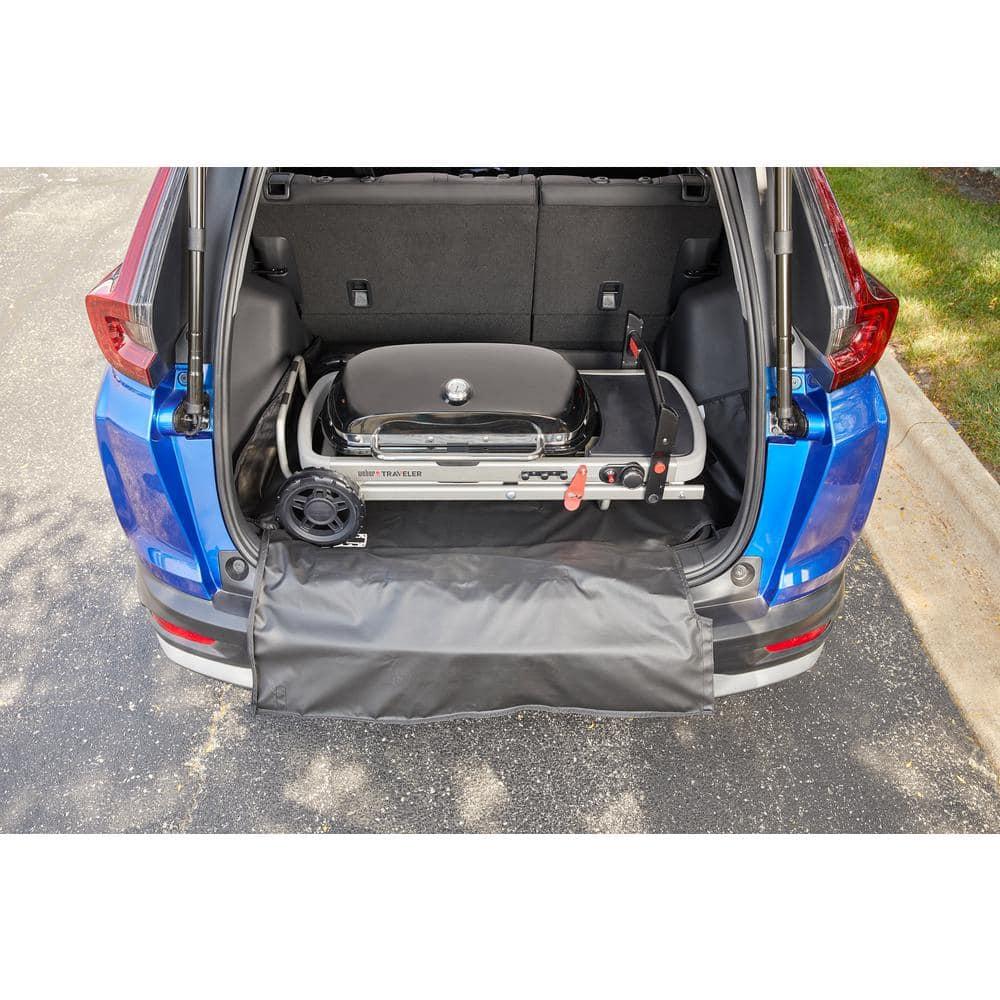 Weber Traveler Portable Outdoor Porcelain Coated Cast Iron LP Gas Grill, Black