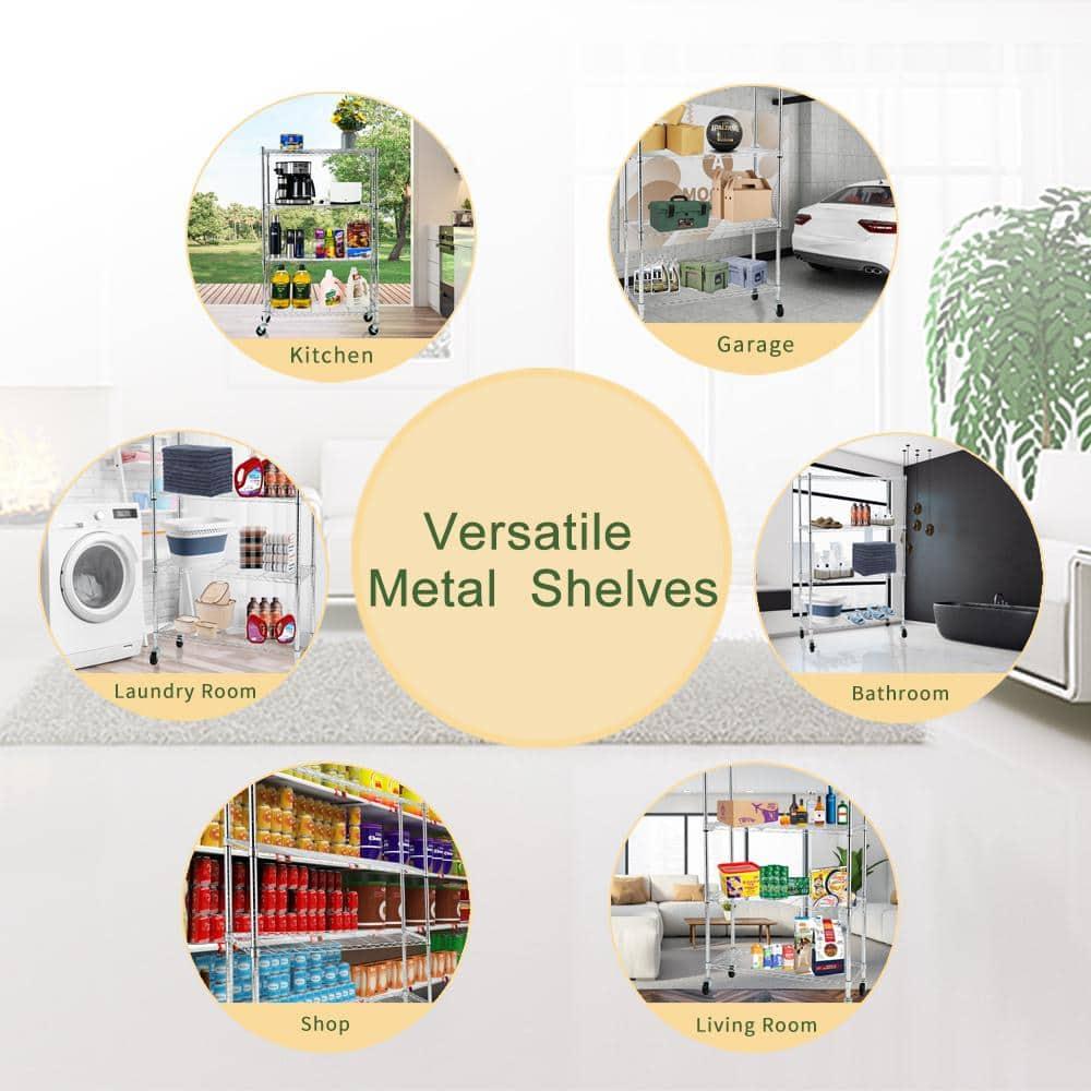 EFINE 2-Pack 4-Shelf Shelving Units and Storage on Wheels with 4-Shelf Liners