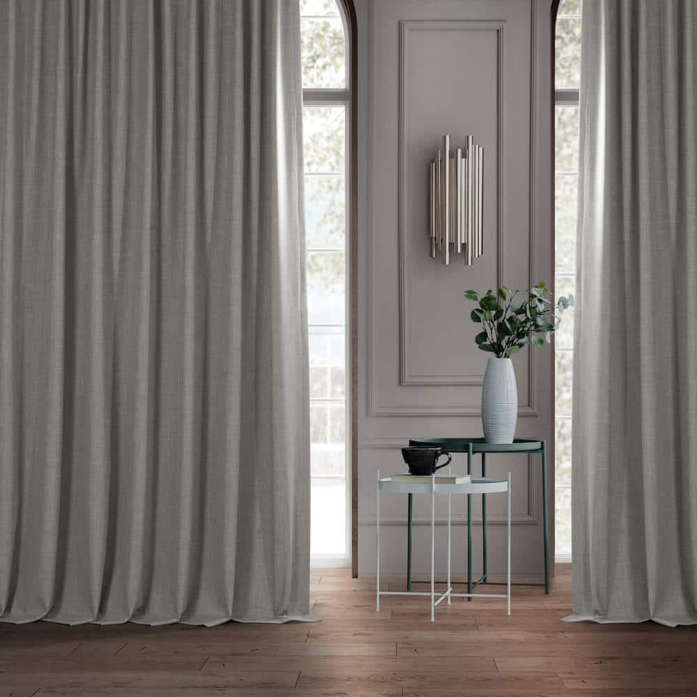 Exclusive Fabrics  Performance Linen Extrawide Hotel Blackout Curtain (1 Panel) 100 X 108 - Dark Greige