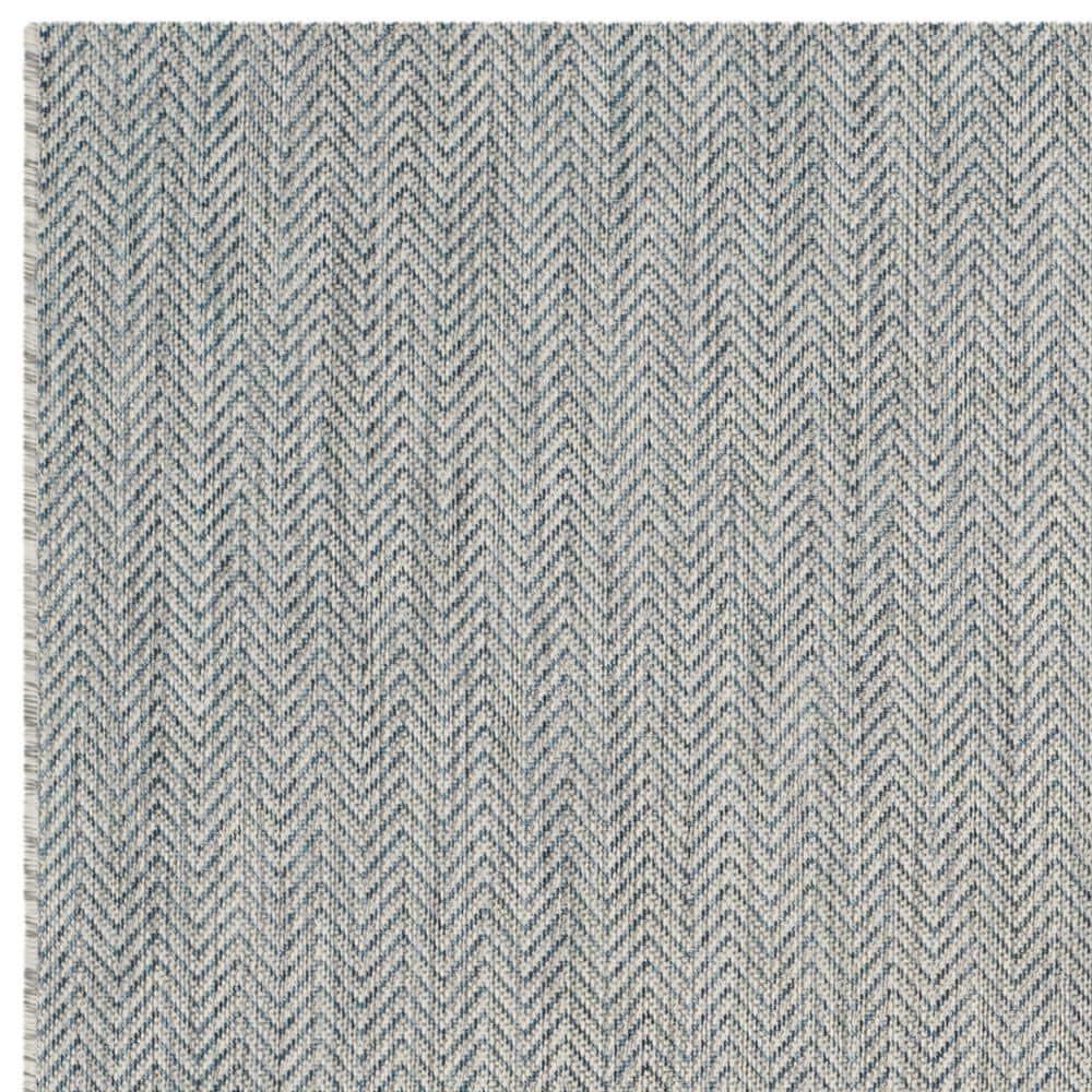 Courtyard CY8022 Power Loomed Indoor and Outdoor Area Rug - Grey/Navy - 6'7"x6'7" - Safavieh