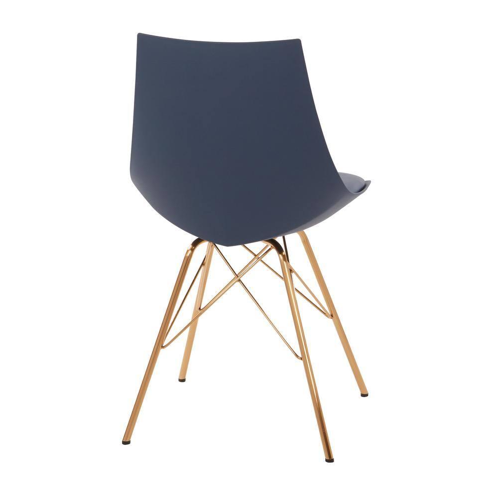 OSP Home Furnishings Oakley Chair in Navy Faux Leather with Gold Chrome Base