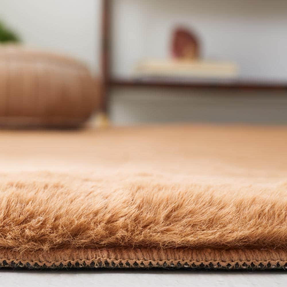 Faux Rabbit Fur FRF500 Power Loomed Machine Washable Indoor Area Rug - Brown - 6'x9' - Safavieh