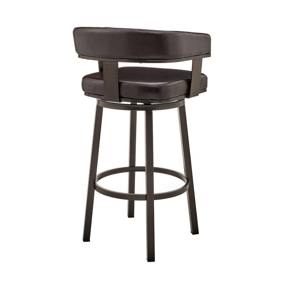 Cohen 26" Counter Height Swivel Bar Stool in Java Silver Finish and Chocolate Faux Leather