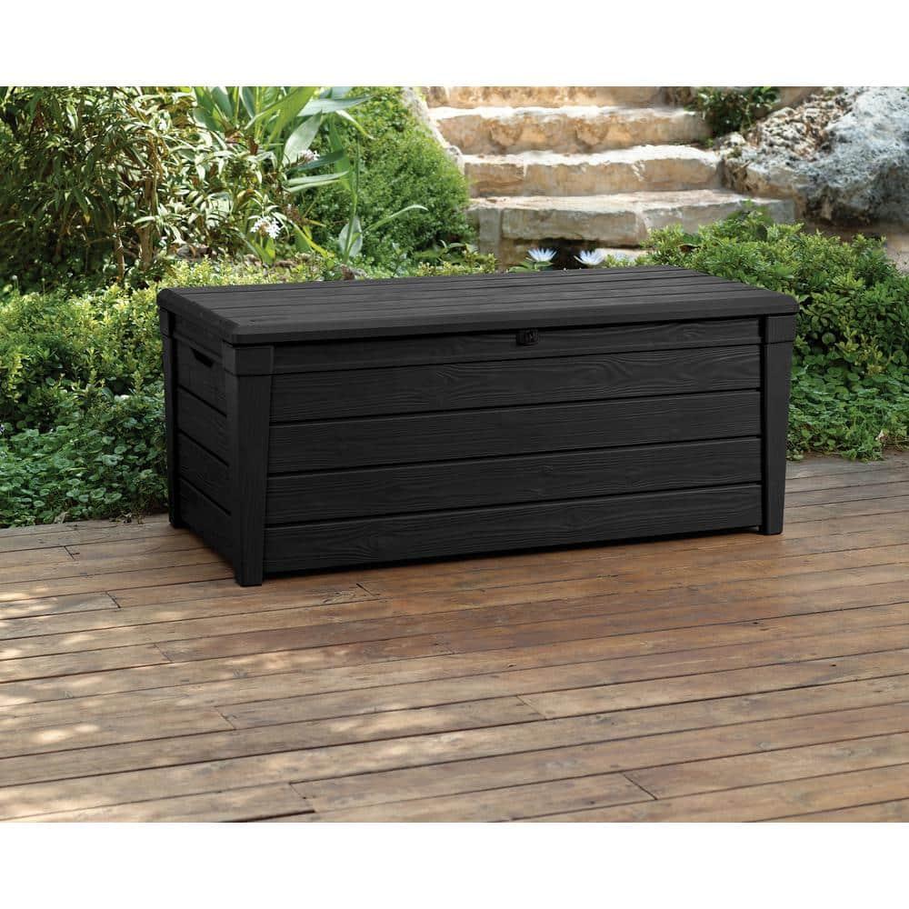 Keter Keter Brightwood 120 Gallon Large Durable Outdoor Storage and Weather Resistant Resin Deck Box