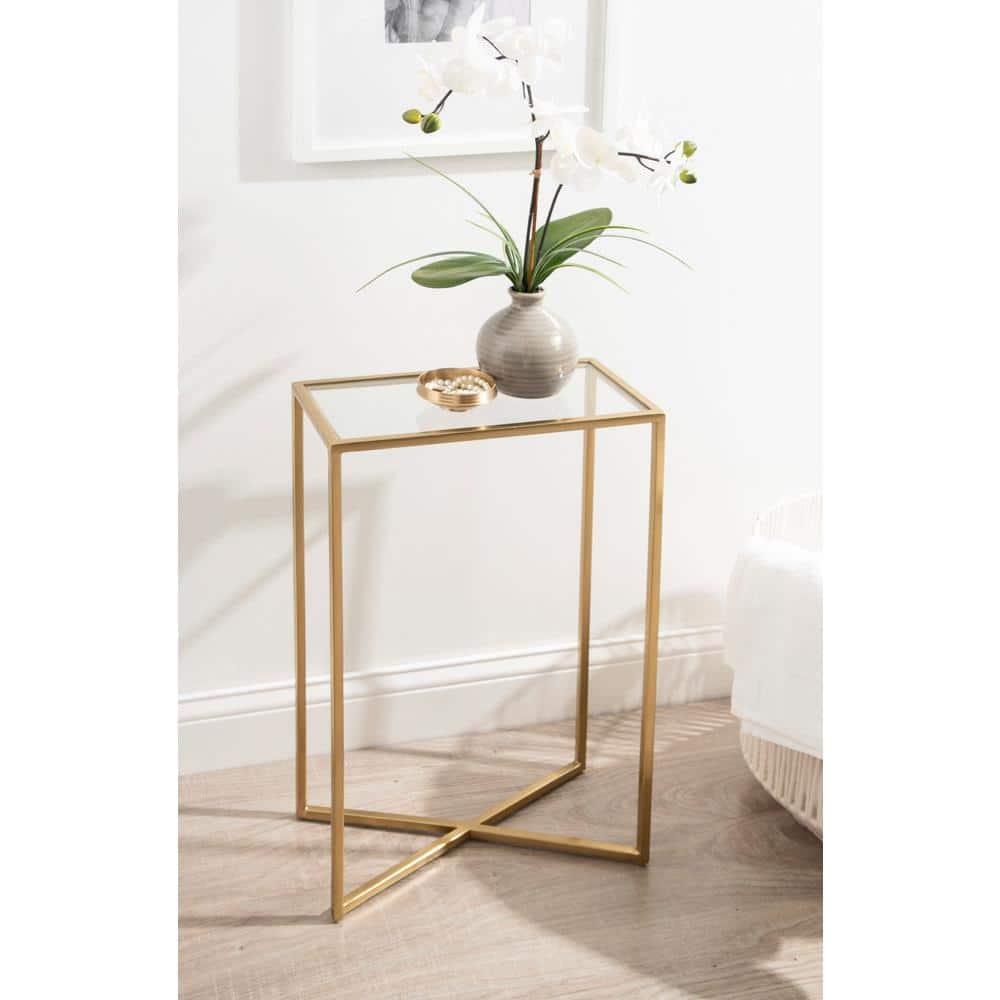 Kate and Laurel Jaspur Rectangle Metal Side Table, 16x8x24, Gold
