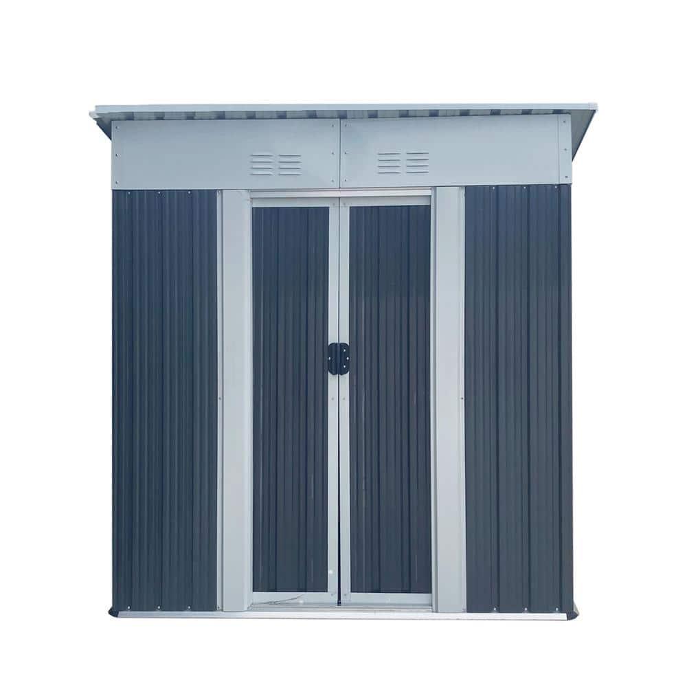 GZMWON 5X3 Feet Small Mini Outdoor Storage Sheds Pent Roof With Aluminum Alloy Frame And Sliding Door
