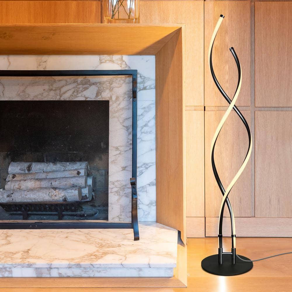 Brightech Embrace 40–60" 2-in-1 Modern LED Spiral Floor and Table Lamp with Black Finish, Adjustable Height, and Built-In 3-Way Dimmer
