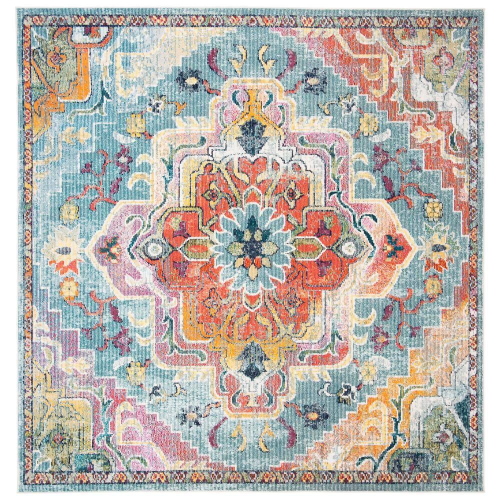 Crystal CRS501 Loomed Indoor Area Rug - Teal/Orange - 7'x7' - Safavieh