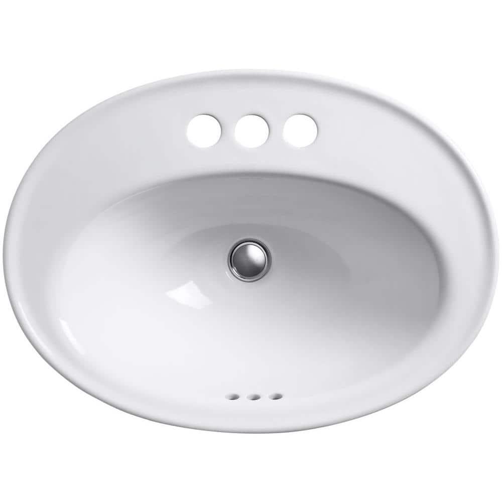 Serif® Ceramic Oval Drop-In Bathroom Sink with Overflow
