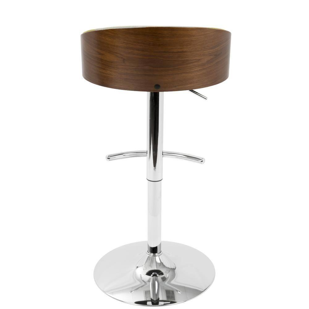 Shiraz Mid-Century Modern Adjustable Barstool in Walnut and Green by LumiSource