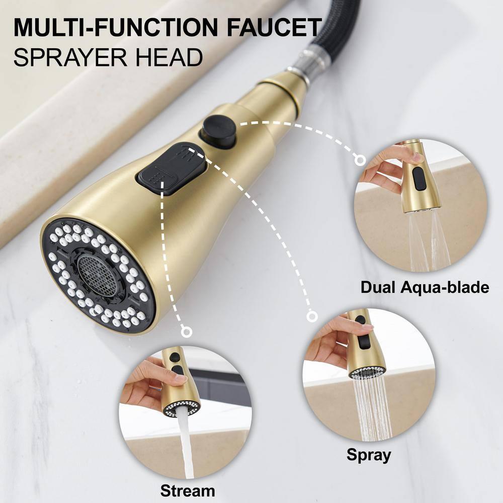 GAGALIFE Single Handle Pull Down Sprayer Kitchen Faucet High Arc Stainless Steel Faucet with 3-Function Sprayer JJL-CL-PT-SDP-G