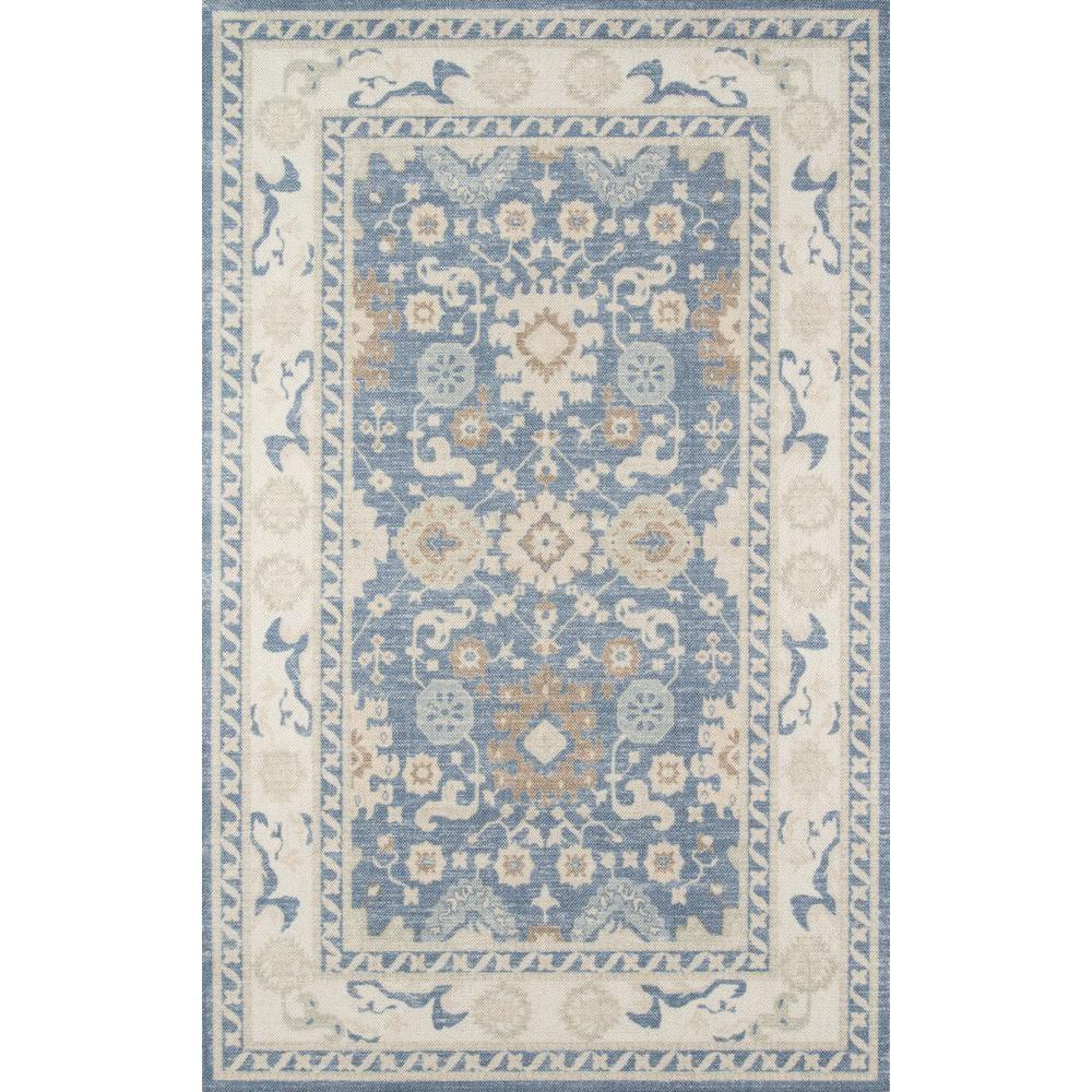 3'3"x5' Floral Loomed Accent Rug Light Blue - Momeni: Traditional Wool & Nylon Botanical Design, Low Pile, Indoor Use
