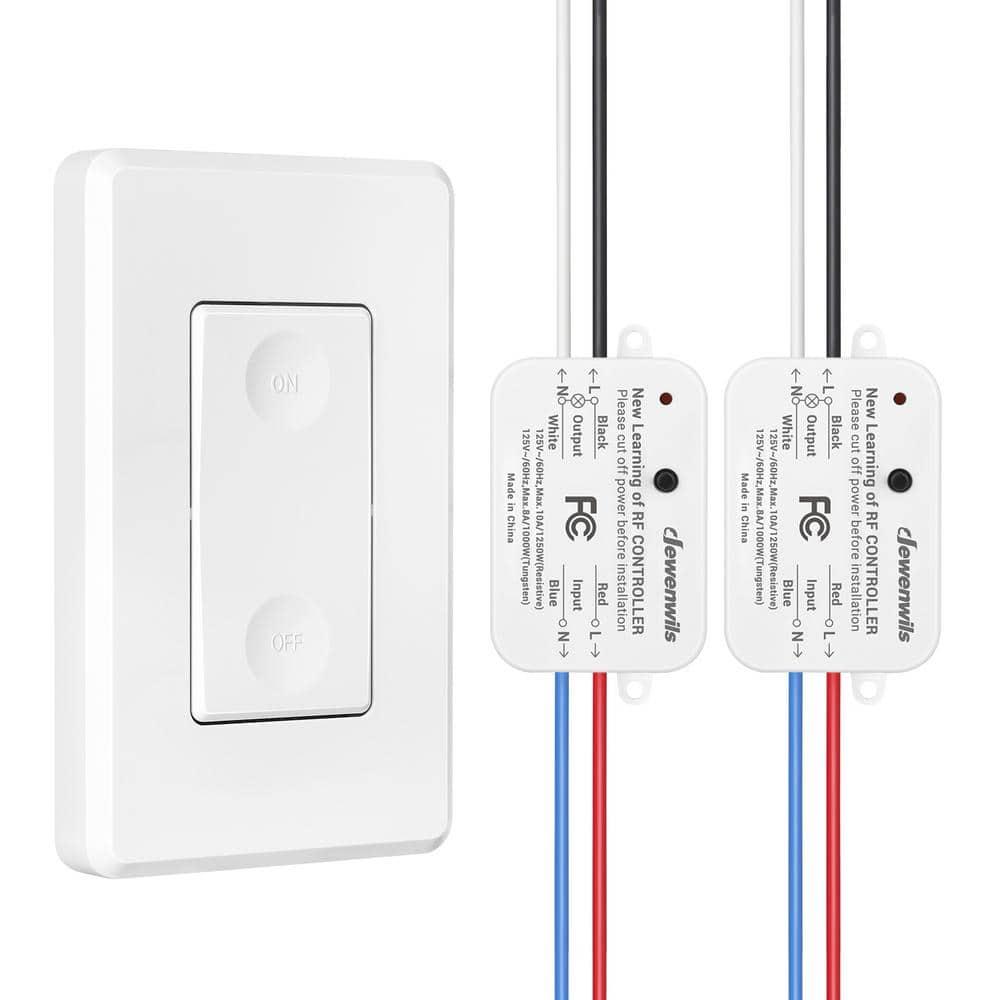 DEWENWILS Wireless Light Switch and Receiver Kit, 10A/1200W, No in-Wall Wiring Required,Remote Control Wall Switch Lighting Fixture for Ceiling Lights, Fans, Lamps,100 Ft RF Range, Programmable