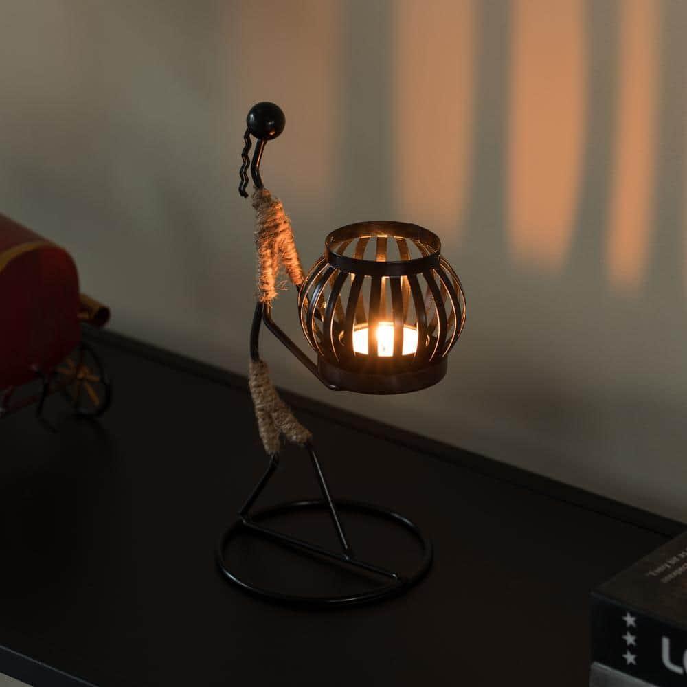 Fabulaxe Wire Figure Candle Holder Decorative Modern Tea Light Lantern Tabletop Centerpiece Candle Stand, Front Carry