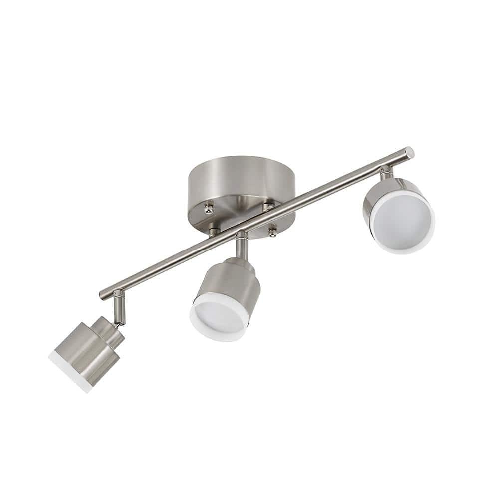 Hampton Bay 19 in. 3-Light Brushed Steel Integrated LED Track Lighting Kit