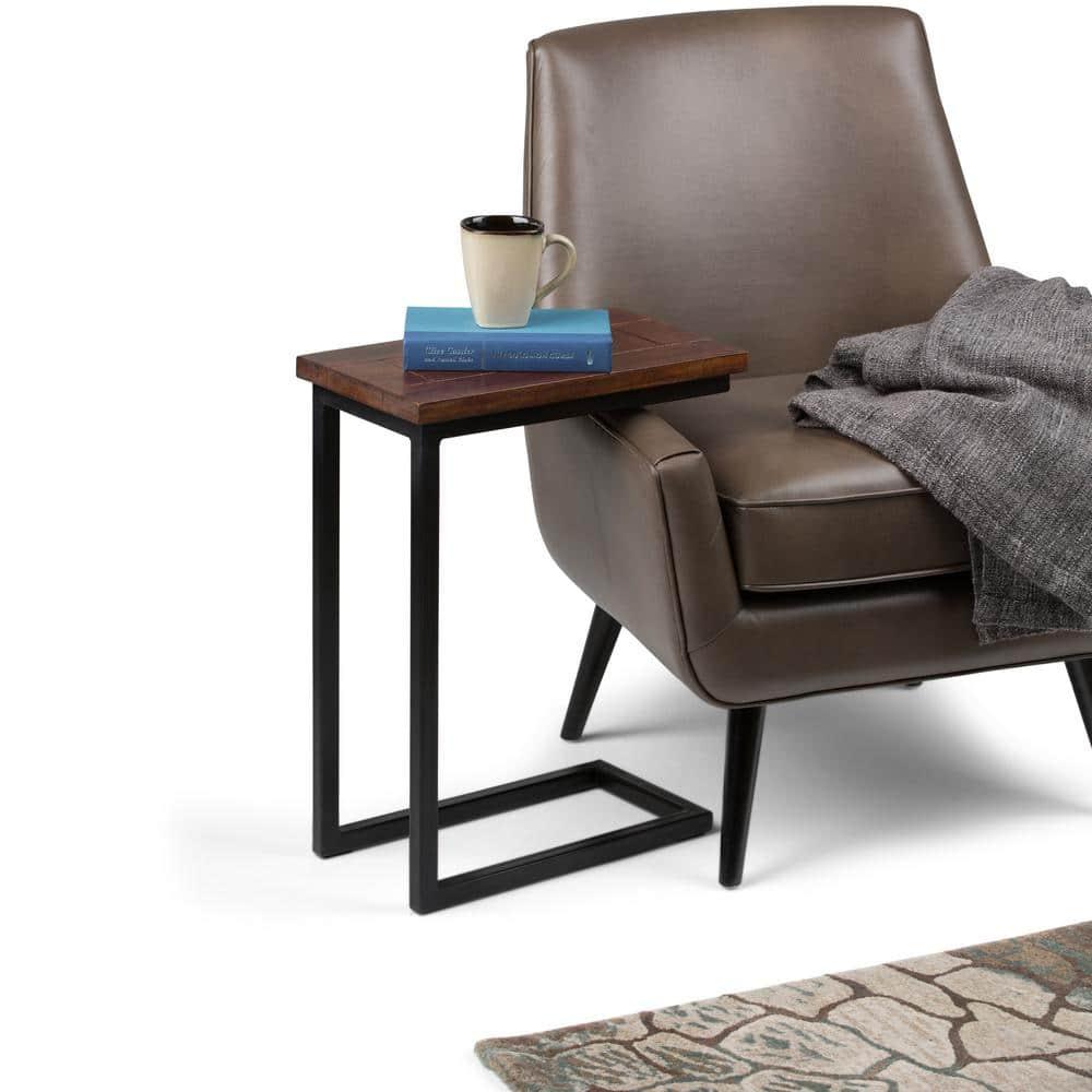Vynxaria C-Shaped Coffee Tables - Dark Cognac Brown Elegance