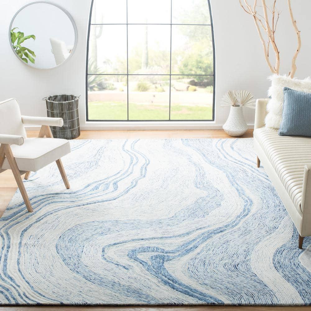 Safavieh Fifth Avenue Thiet 10 x 14 (ft) Tufted Wool Blue/Ivory Rectangular Indoor Geode Bohemian/Eclectic Area rug