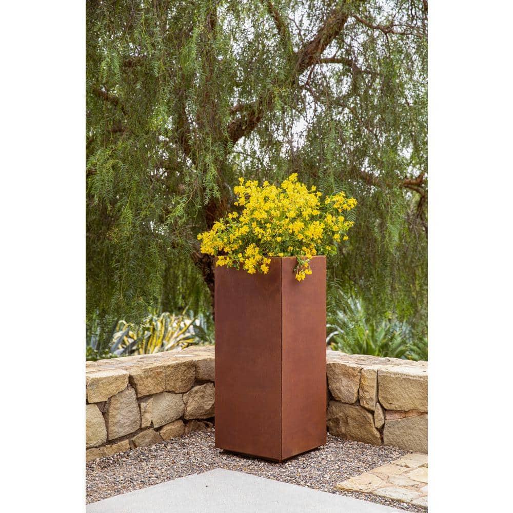 Tall Rust Corten Steel Outdoor Pedestal Planter