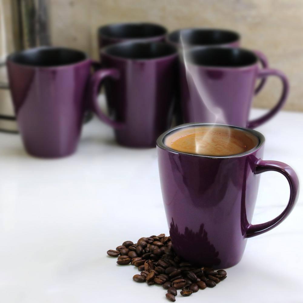 Elama's Lavender Fields 6 Piece Luxe and Large Dinner Mugs