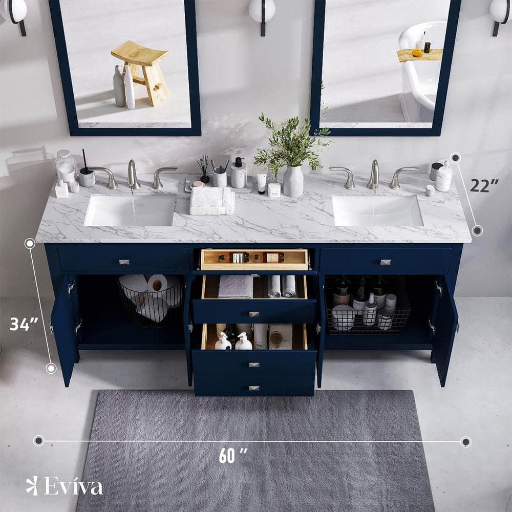 Lark Manor™ Odilion 60'' Double Bathroom Vanity with Engineered Top