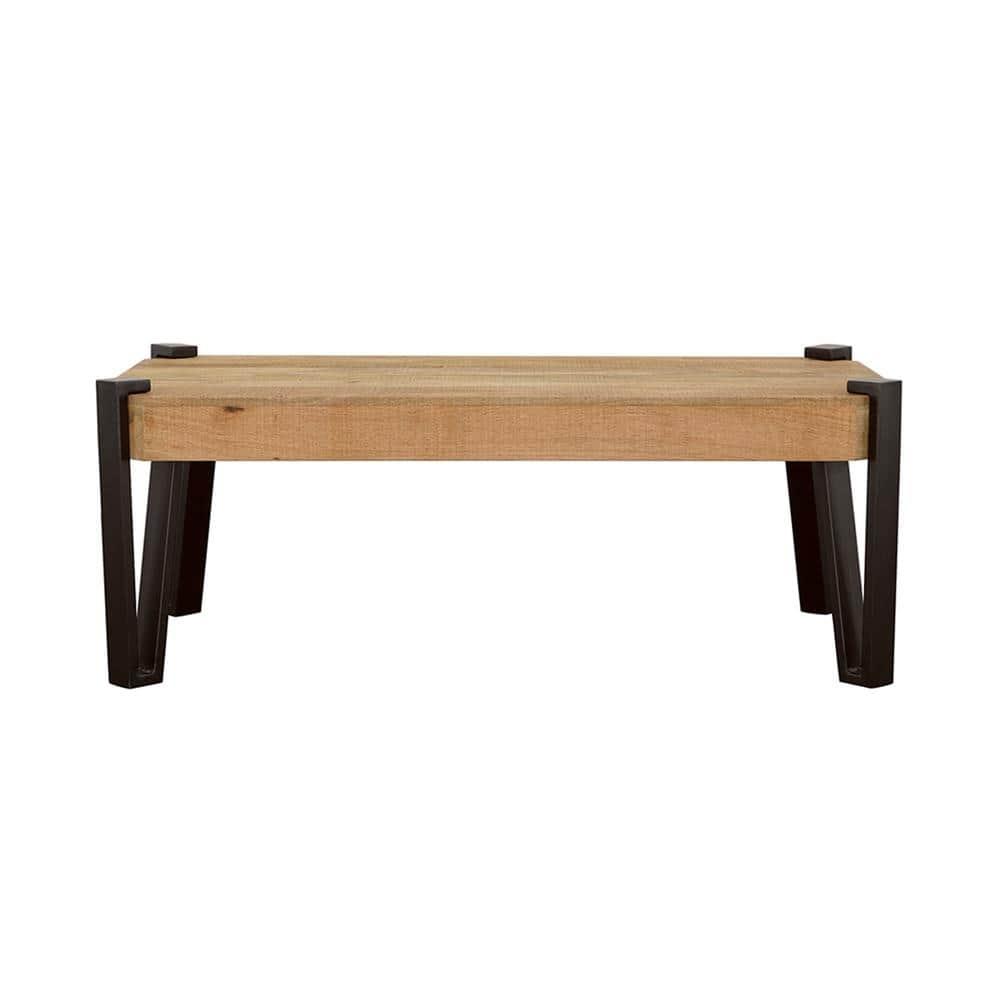 Wooden Rectangular Top Coffee Table Natural and Matte Black