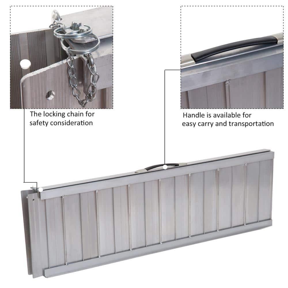 HOMCOM Textured Aluminum Portable Wheelchair Ramp for Home, Steps, Doorways, Foldable Handicap Ramp 4', Threshold Ramp with Durability for Strong Load-Bearing