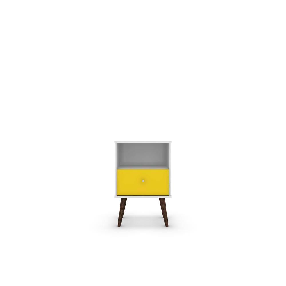 Liberty 1.0 Mid Century Modern Nightstand White/Yellow - Manhattan Comfort