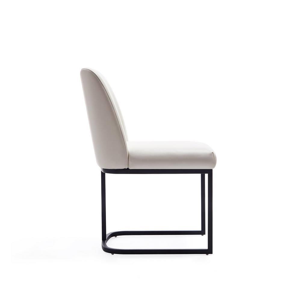 Set of 8 Serena Modern Leatherette Upholstered Dining Chair Set Cream - Manhattan Comfort: Plush, Steel Frame, No Assembly Required