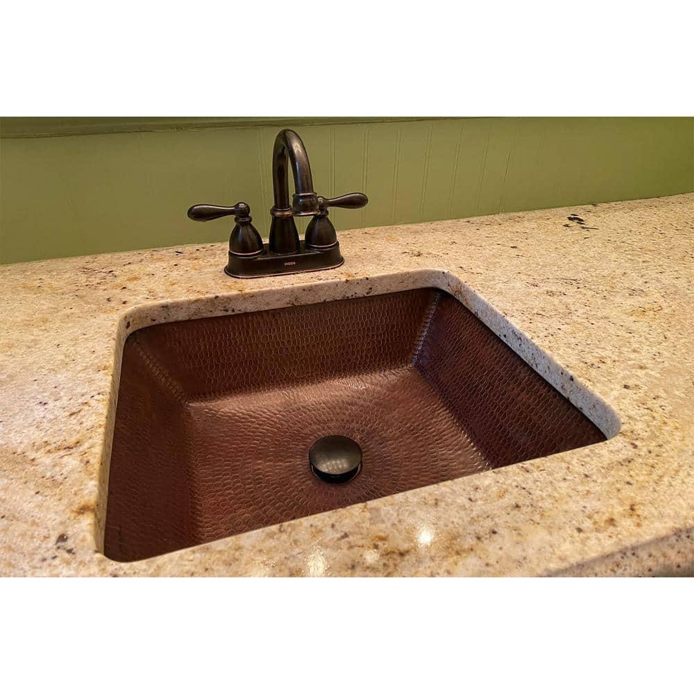 19" Rectangle Under Counter Hammered Copper Bathroom Sink