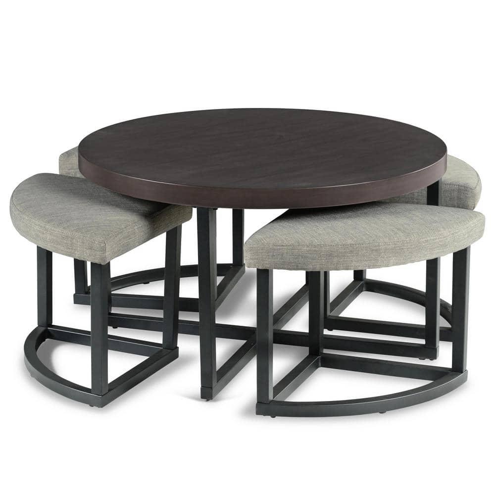 17 Stories Stannos 36" Round Coffee Table with 4 Stools