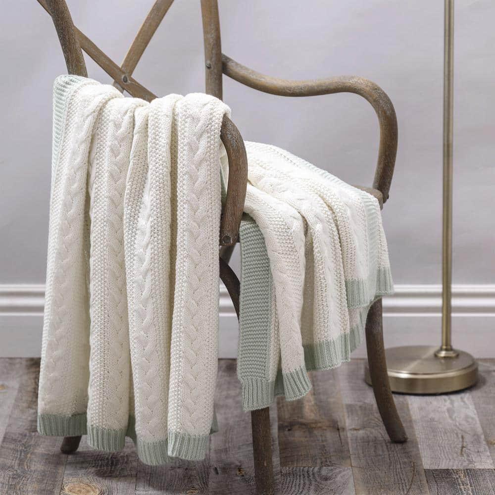 Cozy Classics Aromatherapy Peppermint Cable Knit Throw Blanket by
