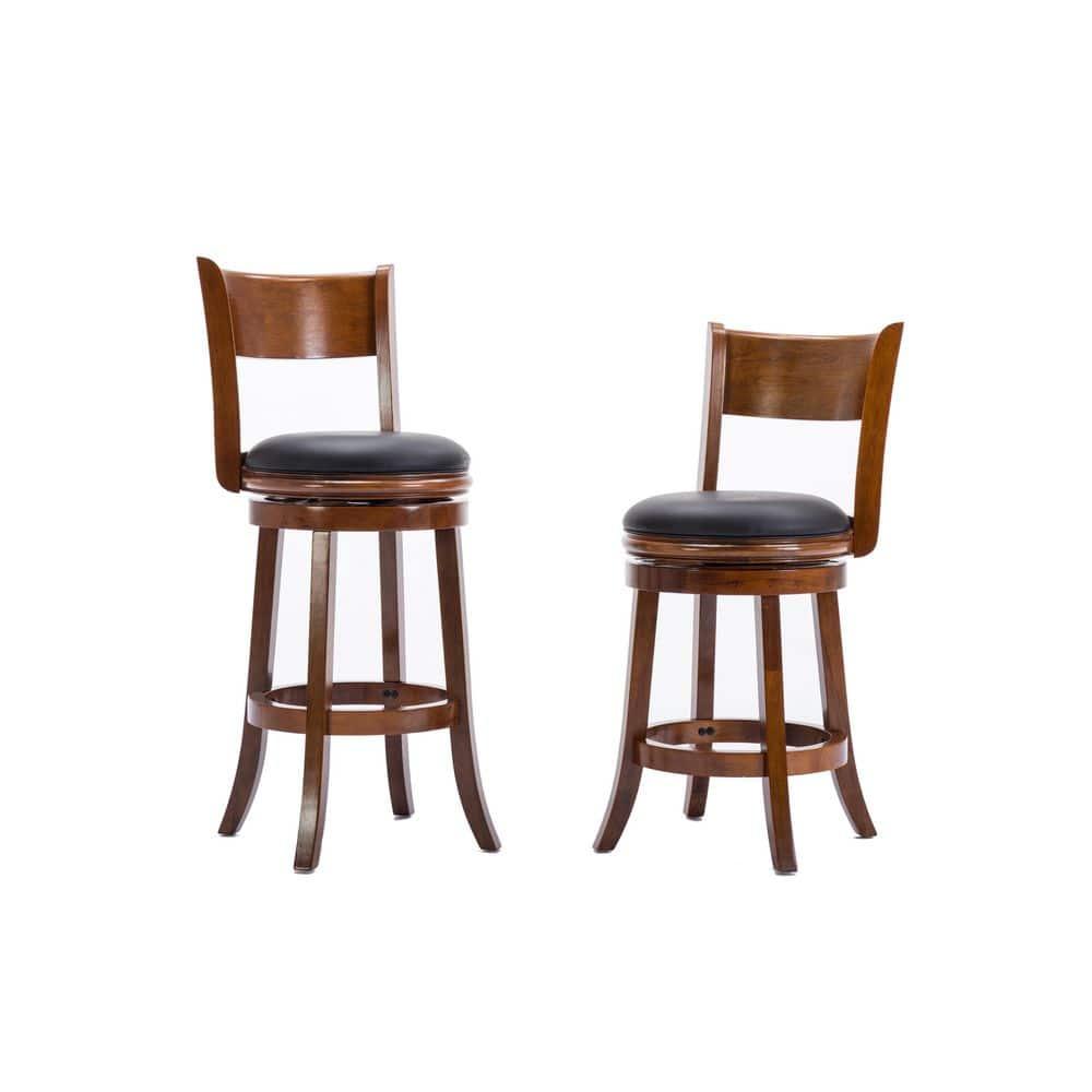 Boraam 24" Palmetto Swivel Hardwood Counter Height Barstool Walnut: Upholstered, Lacquered Finish, Foam Filled