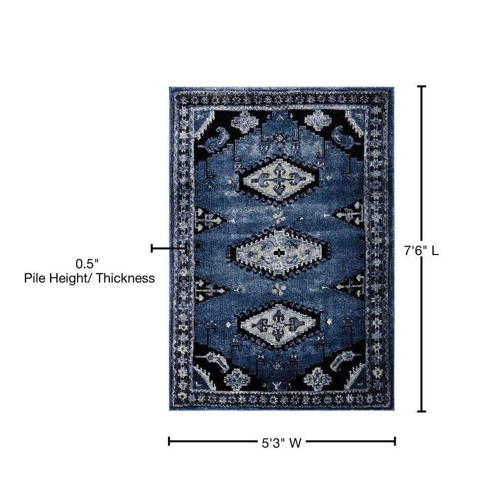 Vintage Hamadan VTH251 Power Loomed Area Rug - Blue/Black - 5'3"x7'6" - Safavieh.