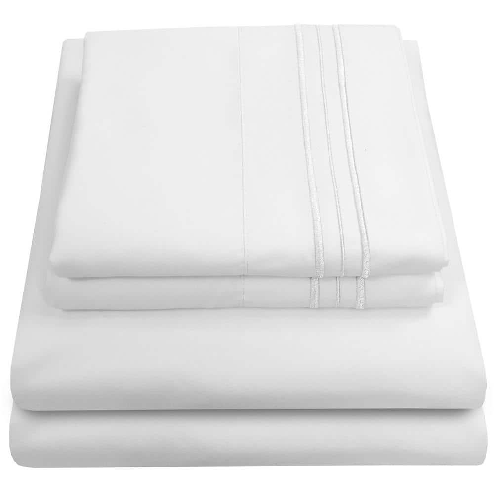 4 Piece Sheet Set, Ultra Soft 1800 Series Collection - Queen, White
