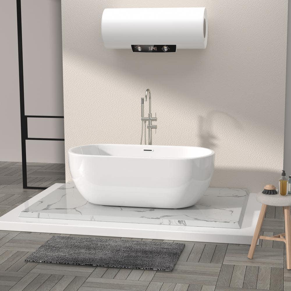 Double Handle Floor Mounted Freestanding Tub Filler With Handshower