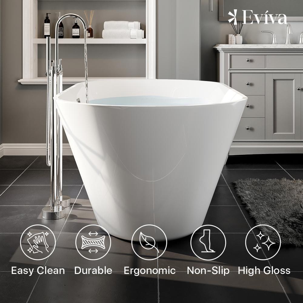 Aries 59'' x 32'' Freestanding Soaking Acrylic Bathtub